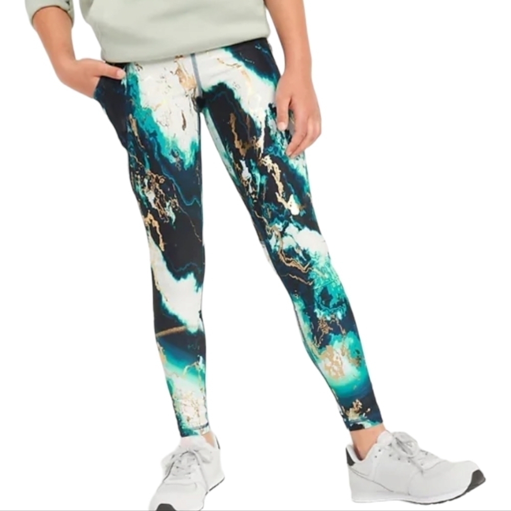 Old Navy Marbled Powersoft High Rise Side Pocket Leggings - Size Large 10-12